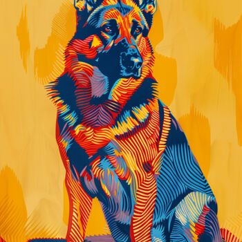 Картина под названием "German Shepherd" - Kosta Morr, Подлинное произведение искусства, Акрил Установлен на Деревянная рама…