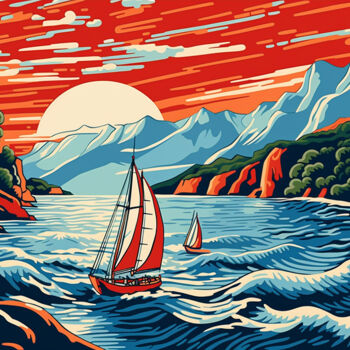 "Yachts in the harbor" başlıklı Tablo Kosta Morr tarafından, Orijinal sanat, Akrilik Ahşap Sedye çerçevesi üzerine monte edi…
