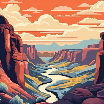 绘画 标题为“Grand Canyon IV” 由Kosta Morr, 原创艺术品, 丙烯 安装在木质担架架上