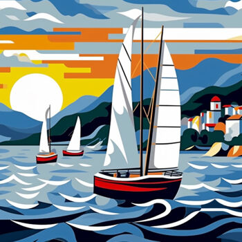 "Yachts at the port" başlıklı Tablo Kosta Morr tarafından, Orijinal sanat, Akrilik