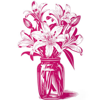 제목이 "Lilies (Red violet…"인 미술작품 Kosta Morr로, 원작, 스크린 인쇄