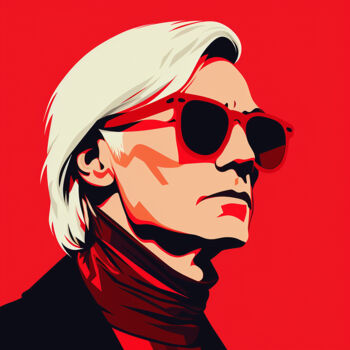 Painting titled "Andy Warhol" by Kosta Morr, Original Artwork, Acrylic Mounted on Wood Stretcher frame