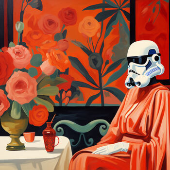 Painting titled "Clone trooper" by Kosta Morr, Original Artwork, Acrylic Mounted on Wood Stretcher frame