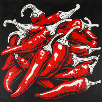 Картина под названием "Red Peppers" - Kosta Morr, Подлинное произведение искусства, Акрил