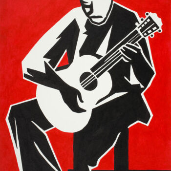 Peinture intitulée "Guitarist" par Kosta Morr, Œuvre d'art originale, Acrylique