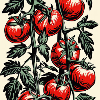 Schilderij getiteld "Tomatoes" door Kosta Morr, Origineel Kunstwerk, Acryl