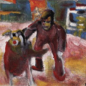 Pittura intitolato "Cuidado perro" da Kardo Kosta, Opera d'arte originale, Olio