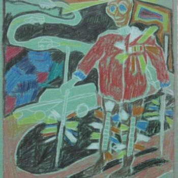 Pintura titulada "Gente esquiando en…" por Kardo Kosta, Obra de arte original, Oleo