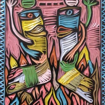 Peinture intitulée "Piernas fuego" par Kardo Kosta, Œuvre d'art originale, Huile