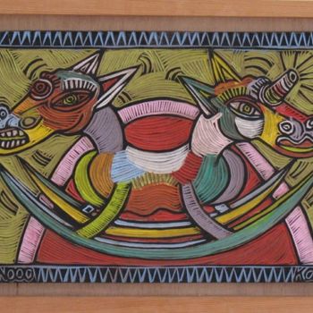 Malerei mit dem Titel "Caballito juguete" von Kardo Kosta, Original-Kunstwerk, Öl