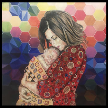 Schilderij getiteld "Mother" door Don Kosta, Origineel Kunstwerk, Acryl