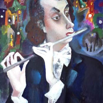 Painting titled "Flautist" by Kostenko Luba, Original Artwork