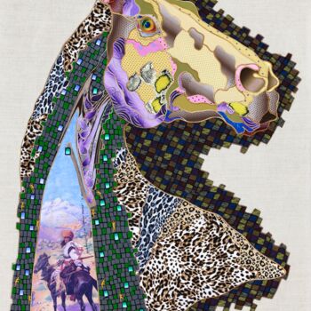 Textile Art titled "Tibetan Horse" by Kostyantin Malginov, Original Artwork, Textile fiber
