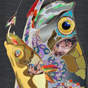 Textielkunst getiteld "On the hook" door Kostyantin Malginov, Origineel Kunstwerk, String Art