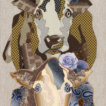 "Milk girls 1" başlıklı Tekstil Sanatı Kostyantin Malginov tarafından, Orijinal sanat, Kavaviçe Ahşap panel üzerine monte ed…