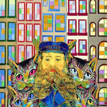 Art textile intitulée "Greetings from Gron…" par Kostyantin Malginov, Œuvre d'art originale, Tapisserie Monté sur Panneau de…