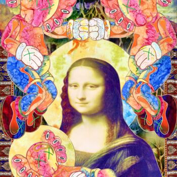Art textile intitulée "Mona Lisa with a ba…" par Kostyantin Malginov, Œuvre d'art originale, Tapisserie