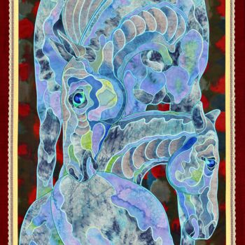 Текстильное искусство под названием "Blue night" - Kostyantin Malginov, Подлинное произведение искусства, гобелен