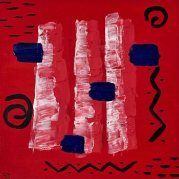 Peinture intitulée "Red madness" par Kot, Œuvre d'art originale, Acrylique Monté sur Châssis en bois