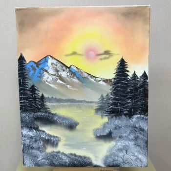 Картина под названием "Горы в рассвет" - Карина Мельниченко, Подлинное произведение искусства, Масло