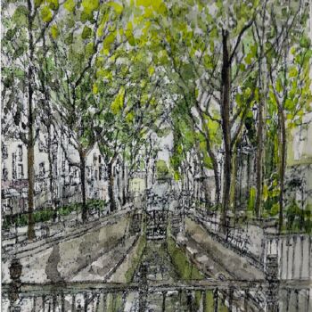 Painting titled "canal-saint-martin-…" by Kote Mensah, Original Artwork