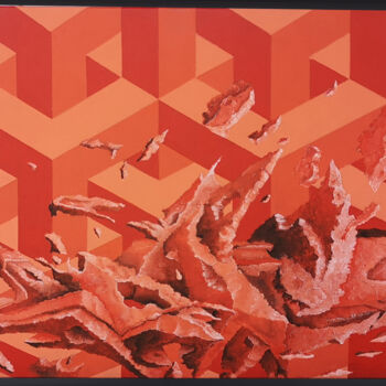 Pittura intitolato "Orange psy" da Kotek_prod, Opera d'arte originale, Acrilico Montato su Telaio per barella in legno