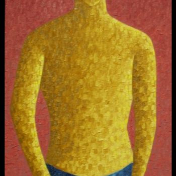 Painting titled "Expectant Boy" by Tibor Kovacs, Original Artwork, Oil
