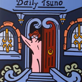 Painting titled "The Daily Tsuno" by Kotsuno, Original Artwork, Acrylic Mounted on Wood Stretcher frame