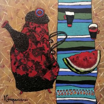 Pintura titulada "Matin rouge" por Elena  Koupaliantz, Obra de arte original, Acrílico