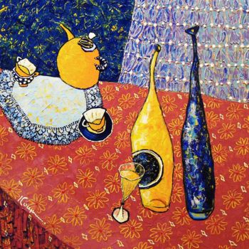 Pittura intitolato "Un dernier verre" da Elena  Koupaliantz, Opera d'arte originale, Acrilico