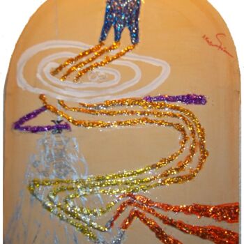 Peinture intitulée "Vase aztèque" par Koutsandréou Georges, Œuvre d'art originale, Acrylique