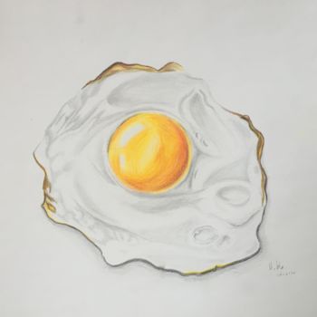 Drawing titled "Fried egg" by Maria Koutsoumpou, Original Artwork, Graphite