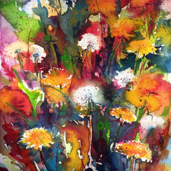 Ζωγραφική με τίτλο "Dandelion" από Anna Brigitta Kovacs (KAB), Αυθεντικά έργα τέχνης, Ακουαρέλα