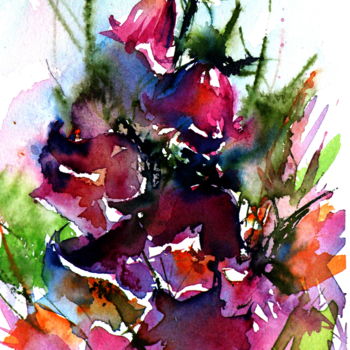 Картина под названием "Spring flowers" - Anna Brigitta Kovacs (KAB), Подлинное произведение искусства, Акварель