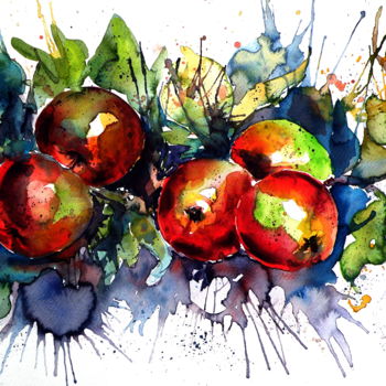 Pittura intitolato "apples.jpg" da Anna Brigitta Kovacs (KAB), Opera d'arte originale, Acquarello