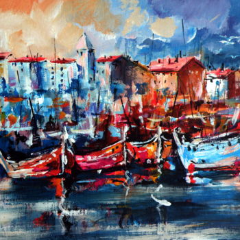 Painting titled "Boats" by Anna Brigitta Kovacs (KAB), Original Artwork, Acrylic