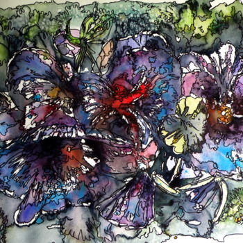 Painting titled "Flowers" by Anna Brigitta Kovacs (KAB), Original Artwork, Watercolor