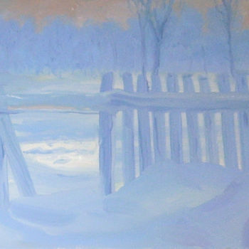 Painting titled "утро зимой" by Vladimir Kovalenko, Original Artwork, Oil