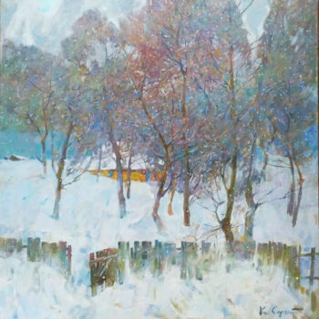 Pittura intitolato "Winter Garden" da Serhii Kovalenko, Opera d'arte originale, Olio