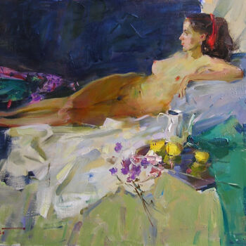 Peinture intitulée "Nude" par Serhii Kovalenko, Œuvre d'art originale, Huile