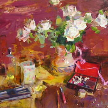 Картина под названием "roses" - Serhii Kovalenko, Подлинное произведение искусства, Масло