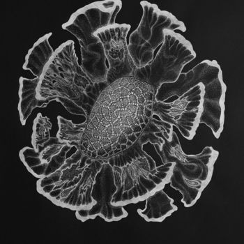 Tekening getiteld "Pollen" door Alex Vb, Origineel Kunstwerk, Inkt Gemonteerd op Houten paneel