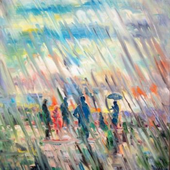 Peinture intitulée ""Летний дождь моего…" par Viacheslav Dotsoev, Œuvre d'art originale, Huile
