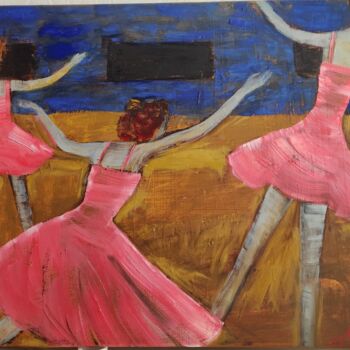 Pintura intitulada "Ballerines in rose" por Kozar, Obras de arte originais, Óleo Montado em Armação em madeira