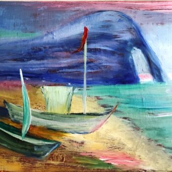 Painting titled "Mer sea. Matinée tr…" by Kozar, Original Artwork, Oil Mounted on Wood Stretcher frame