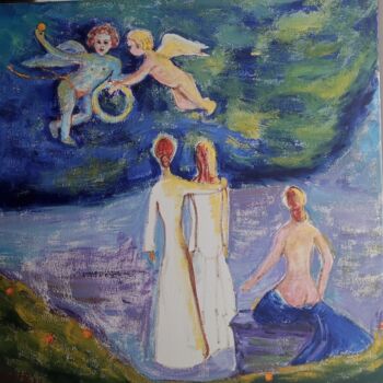 Pittura intitolato "Girls. Three Graces" da Kozar, Opera d'arte originale, Olio Montato su Telaio per barella in legno
