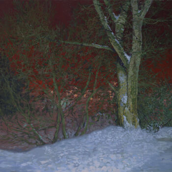 Painting titled "Winter night" by Simon Kozhin, Original Artwork, Oil