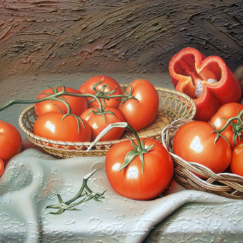 Pintura intitulada "Помидоры" por Iaroslav Kozii, Obras de arte originais, Óleo