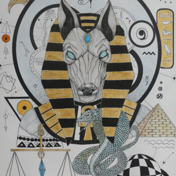 Pintura titulada "Anubis" por Kpbc, Obra de arte original, Tinta