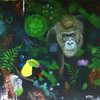 Painting titled "Esprit sauvage" by Kpbc, Original Artwork, Acrylic Mounted on Wood Stretcher frame